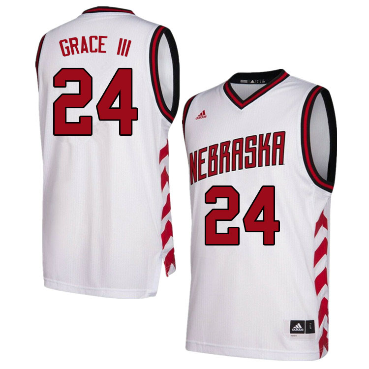Men #24 Jeffrey Grace III Nebraska Cornhuskers College Basketball Jerseys Sale-Hardwood